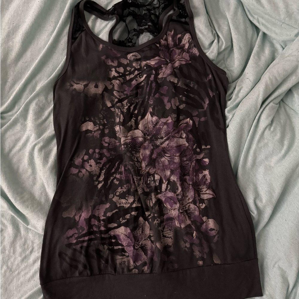 Floral Black and Purple Women's Top
